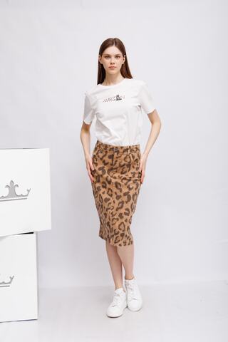 Marc Cain Sports Футболка хлопковая с лого и леопардом. Эко-линейка ReThink Together