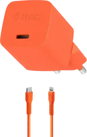 Зарядное устройство TTEC SmartCharger GAN 20W PD USB-C Travel Fast Charger с каб USB-C/Lightning 1,2м, неоновый оранжевый