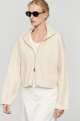 Massimo Dutti Трикотажная куртка на молнии из хлопка, ванильный