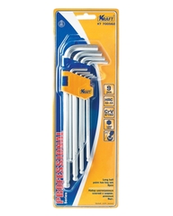 Ключи имбусовые шестигранные длинные с шаром, 9шт Kraft