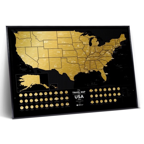 Скретч Карта Travel Map USA Black