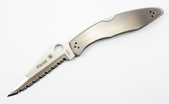 Фото Складной нож Spyderco Police Full Serrated Edge, сталь VG 10, стальная рукоятка