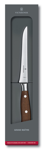Нож кухонный Victorinox Grand Maitre (7.7300.15G) стальной обвалочный лезв.150мм прямая заточка дерево подар.коробка
