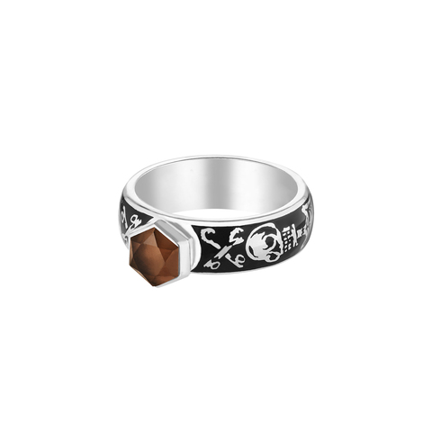 OTHER OBJECTS Кольцо -Memento mori- с камнем (гранат)