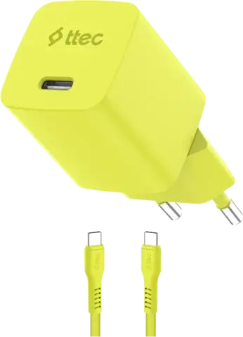 Зарядное устройство TTEC SmartCharger GAN 45W AVS PD Travel Fast Chargerс каб USB-C 1,2м, неоновый желтый