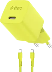 Зарядное устройство TTEC SmartCharger GAN 45W AVS PD Travel Fast Chargerс каб USB-C 1,2м, неоновый желтый