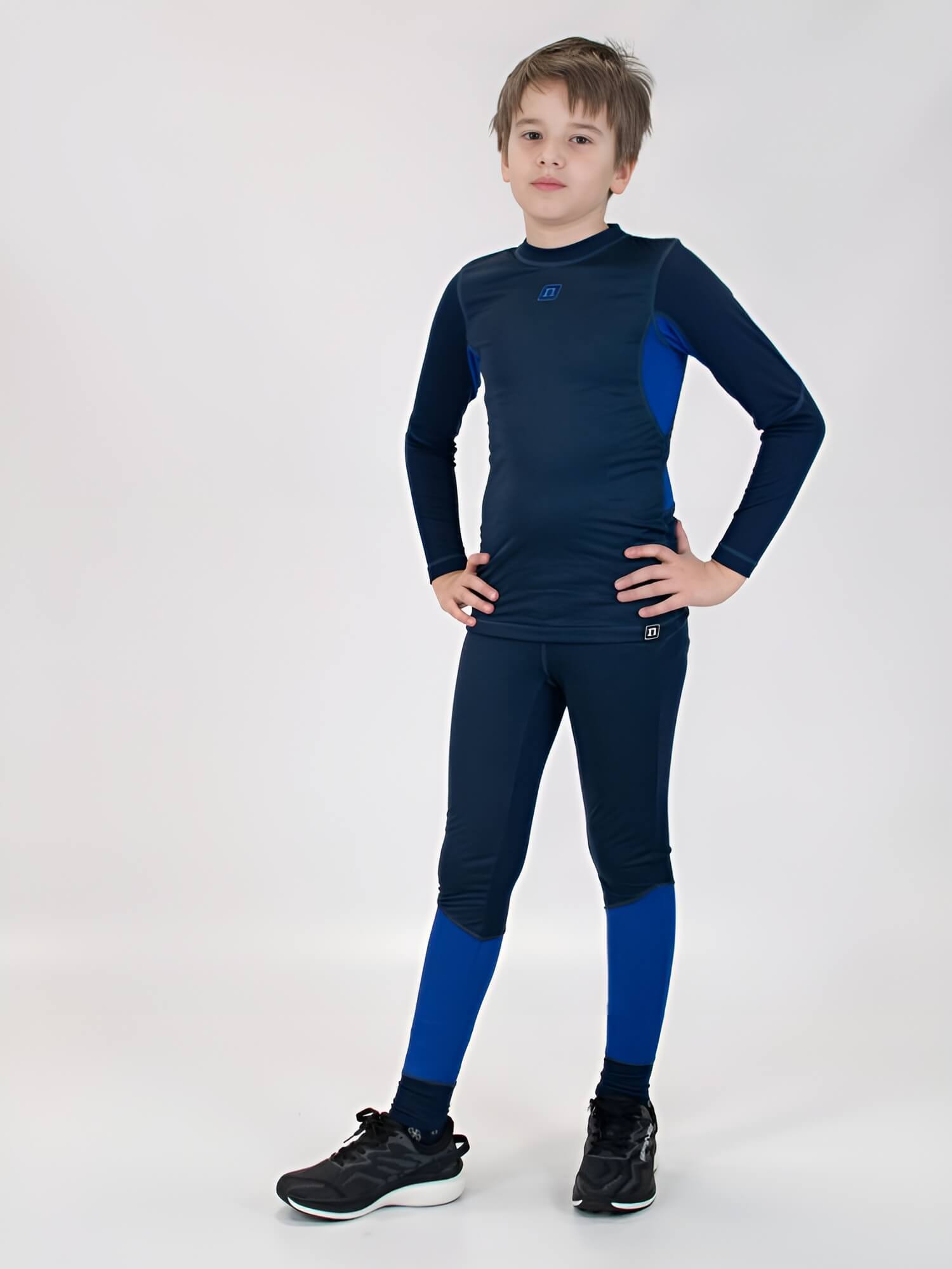 Детский комплект спортивного термобелья с ветрозащитой Noname JR Arctos 24 WS navy