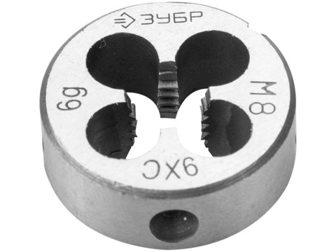 ЗУБР М8 x 1.0 мм, сталь 9ХС, плашка круглая ручная (4-28022-08-1.0)
