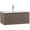 BelBagno UNO-800-1C-SO-СO База под раковину подвесная с фрезерованными ручками по всей длине фасада с одним выкатн. ящ., Бежевый матовый, 800x455x350