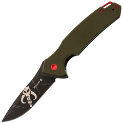 Фото Складной нож Mr.Blade Hellcat Mandalorian blackwash, сталь VG-10, рукоять Olive G10