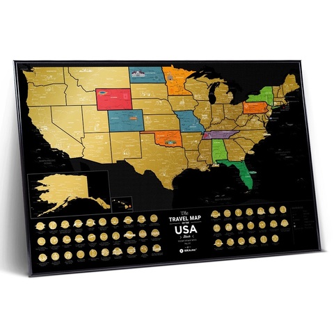 Скретч Карта Travel Map USA Black