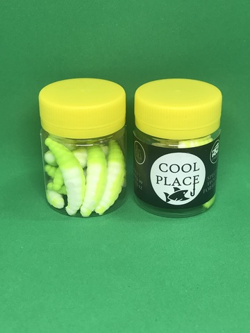 Форелевая силиконовая приманка COOL PLACE MAGGOT 1.6  цвет БЕЛО-ЗЕЛЕНЫЙ СЫР продажа от 2 шт.