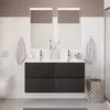 BelBagno UNO-1200-4C-SO-GSO База под раковину подвесная с фрезерованными ручками по всей длине фасада с четырьмя выкатн. ящ.,Темно-Серый Мат.,1200x455x608