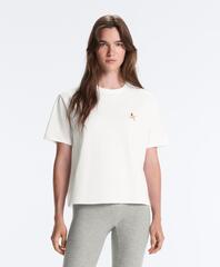 Oysho Футболка boxy из смесового хлопка с вышивкой, белый