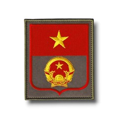 Шеврон Вьетнам (Флаг и Герб СРВ) Нарукавный На Форму РФ / Олива С Красным Кантом