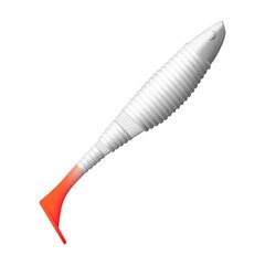 Приманка ZUB-WIBRA 100мм(4")-4шт, (цвет 010) белое тело-красный хвост