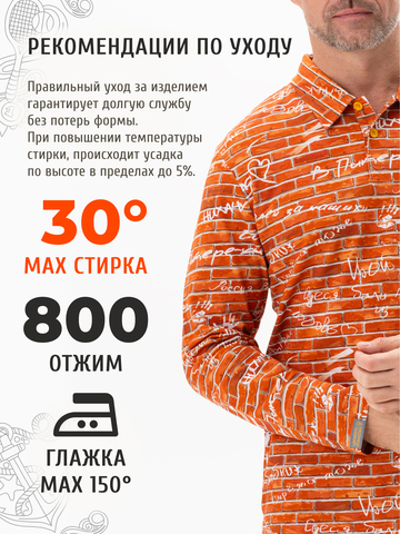 Поло с длинным рукавом «Кирпичная стена» мужское