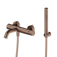 Newform X-Steel 316 69640CX.59.067 Смеситель для ванны с ручным душем, кроншт., шланг: 150 см, цвет: PVD Br. copper bronze фото