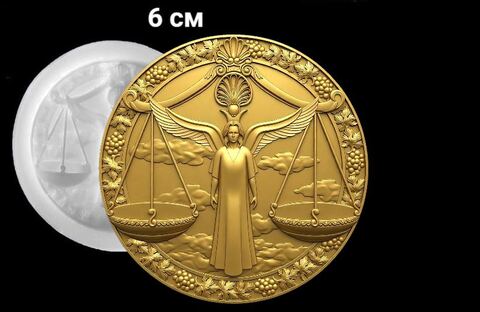 Силиконовый молд № 391 медальон Весы 6 см