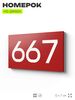 Номер на дверь 667, табличка на дверь для офиса, квартиры, кабинета, аудитории, склада, красная 120х70 мм, Айдентика Технолоджи