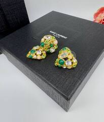 Серьги ассиметричные с цветными вставками NEW COLLECTION SUMMER 2026 YSL