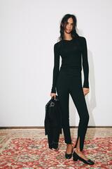 ZARA ЛЕГИНСЫ С ПОЯСОМ В РУБЧИК И МОЛНИЯМИ, ЧЕРНЫЙ
