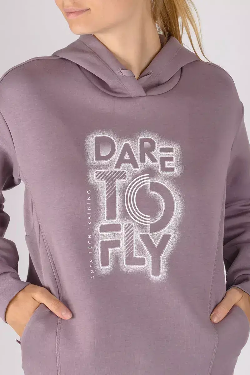 Женская спортивная толстовка Anta Ecocozy Sweat Hoodie фиолетовая - 5