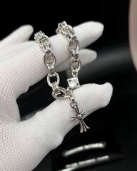 Браслет CROSSBALL BRACELET из стали с посеребрением CHROME HEARTS