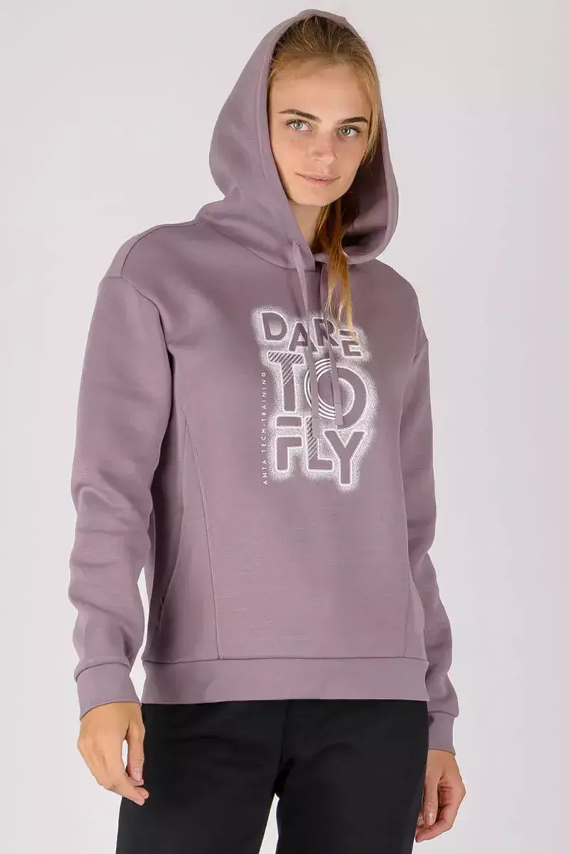 Женская спортивная толстовка Anta Ecocozy Sweat Hoodie фиолетовая