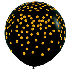 Шар S 36''/91см, Золотое конфетти, Черный (080), пастель, 5 ст. / 1 шт. /