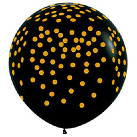 Шар S 36''/91см, Золотое конфетти, Черный (080), пастель, 5 ст. / 1 шт. /