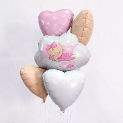 Шар Аг 19''/48 см, Сердце, Сатин, Розовый/Фламинго, 1 шт.