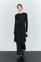 Massimo Dutti Струящаяся юбка-брюки с оборками, черный