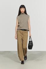 Massimo Dutti Брюки прямого кроя с боковыми складками, кротово-коричневый