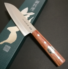 Фото Нож кухонный Сантоку 165 мм, сталь Shirogami 2/SUS410, рукоять plywood