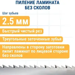 Пилки для лобзика по ламинату ПРАКТИКА дереву, ДСП, тип T101BR 100 х 75 мм, обратный зуб,  (034-441)