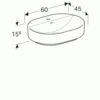 Geberit VariForm 500.777.01.2 Раковина с установкой на столешницу эллиптической формы, 60х45 см, с отв. под смеситель, с отв. перелива