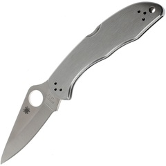 Фото Складной нож Delica 4 - Spyderco C11P, сталь VG-10 Satin Plain, рукоять нержавеющая сталь