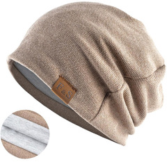 Шапка длинная с подкладкой Skully Loose Knitted Hat biege