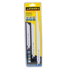 STAYER S1222VF, L-280/300, S1122EF 180/200, S922EF 130/150, Bi-Met, 3 шт, набор полотен для сабельной пилы (159460-H3)