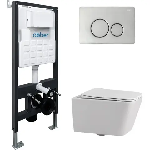 Abber Rechteck AC1201-AC0105-AC0121 Комплект: подвесной Унитаз с инсталляцией AC0105 и кнопкой AC0121