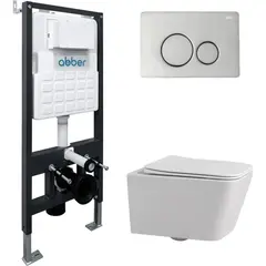 Abber Rechteck AC1201-AC0105-AC0121 Комплект: подвесной Унитаз с инсталляцией AC0105 и кнопкой AC0121 фото