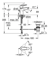 Смеситель для раковины GROHE BauEdge, S-size, хром (23328001)