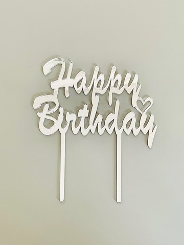 Топпер Happy Birthday1 пл.зеркальный серебро