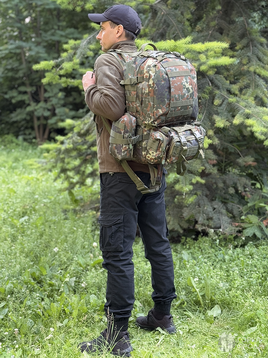 Рюкзак тактический Legioner 55 л с подсумками Cordura 600D Флектарн
