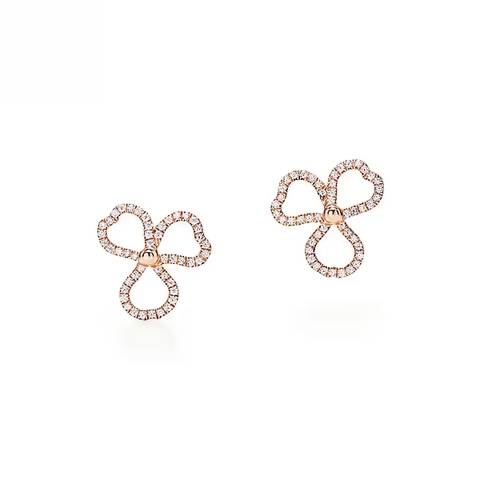 Серьги из розового золота с бриллиантами, Tiffany 💎 Open Flower. В наличии