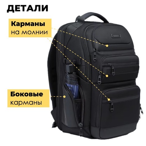 Картинка рюкзак городской Ozuko 9772L Black - 21