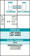 Гильза блока цилиндров TEIKIN LSF44665 (4шт/упак) не хонингованная