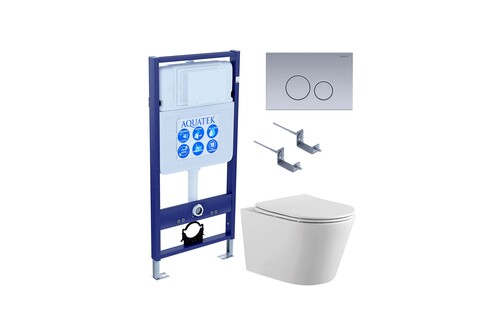 Aquatek SET Aquatek ВЕГА-1905-036 SET Aquatek ВЕГА-1905-036 (рама Aquatek Standard INS-0000012 с клавишей KDI-0000036 и крепежом KKI-0000002+унитаз ВЕГА AQ1905-00 с тонким сиденьем sc)