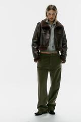 ZARA БРЮКИ ЧИНОС ОВЕРСАЙЗ, ТЕМНЫЙ ХАКИ